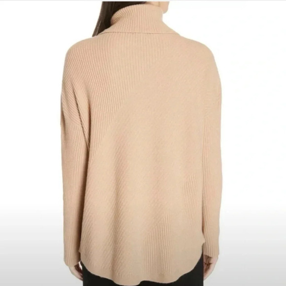 Eileen Fisher Rib Knit 100% Cashmere Hi-Lo Turtleneck Sweater Sz XXS Italy - Picture 2 of 11